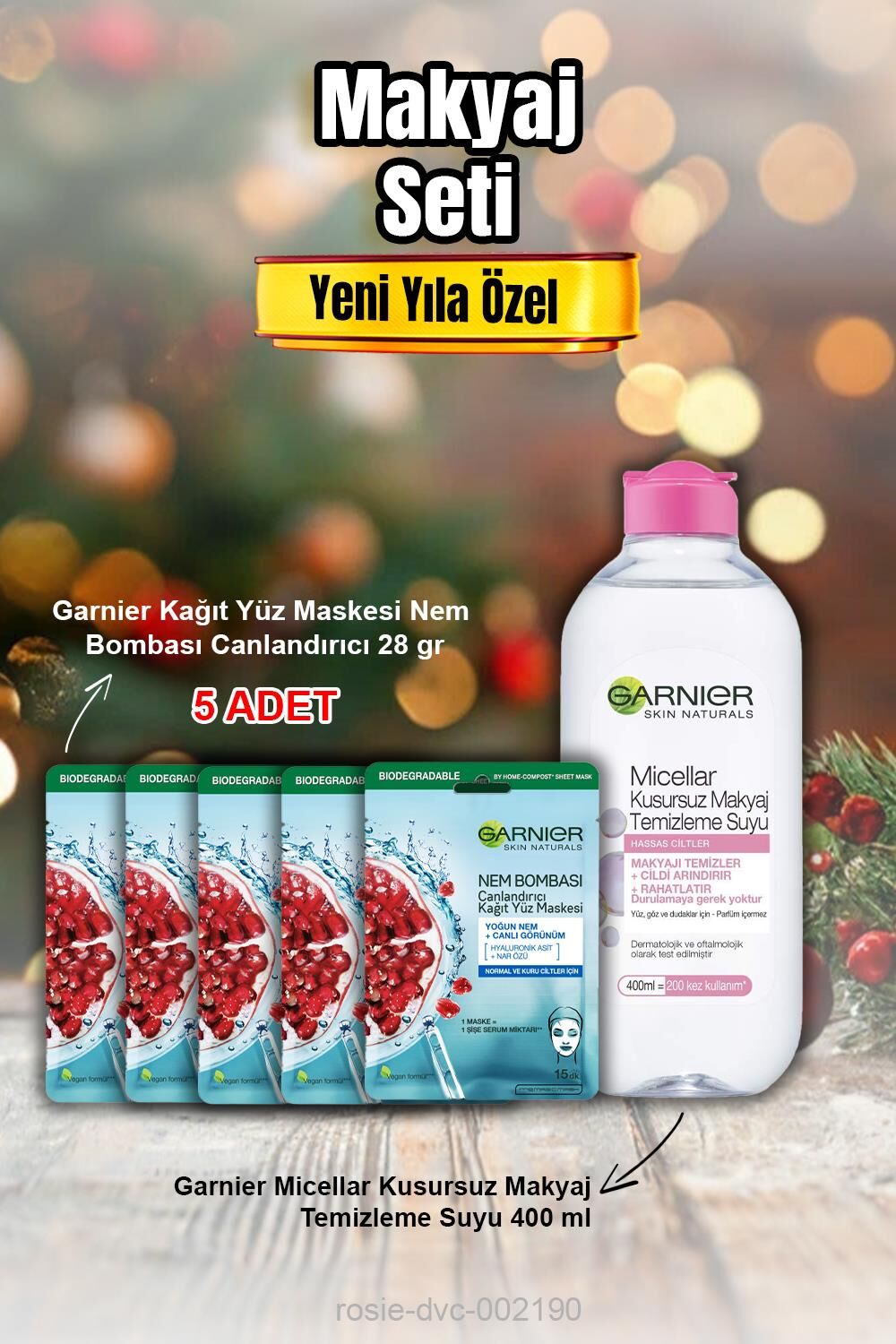 Garnier Nem Bombası Canlandırıcı Maske X 5 ve Micellar Makyaj Temizleme Suyu