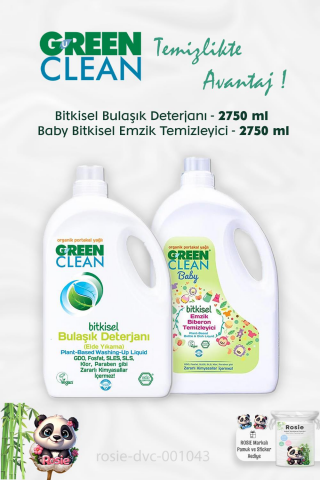 Green Clean Bulaşık Deterjanı Portakal Yağlı 2750 ml, Baby Emzik Temizleyici ve ROSIE