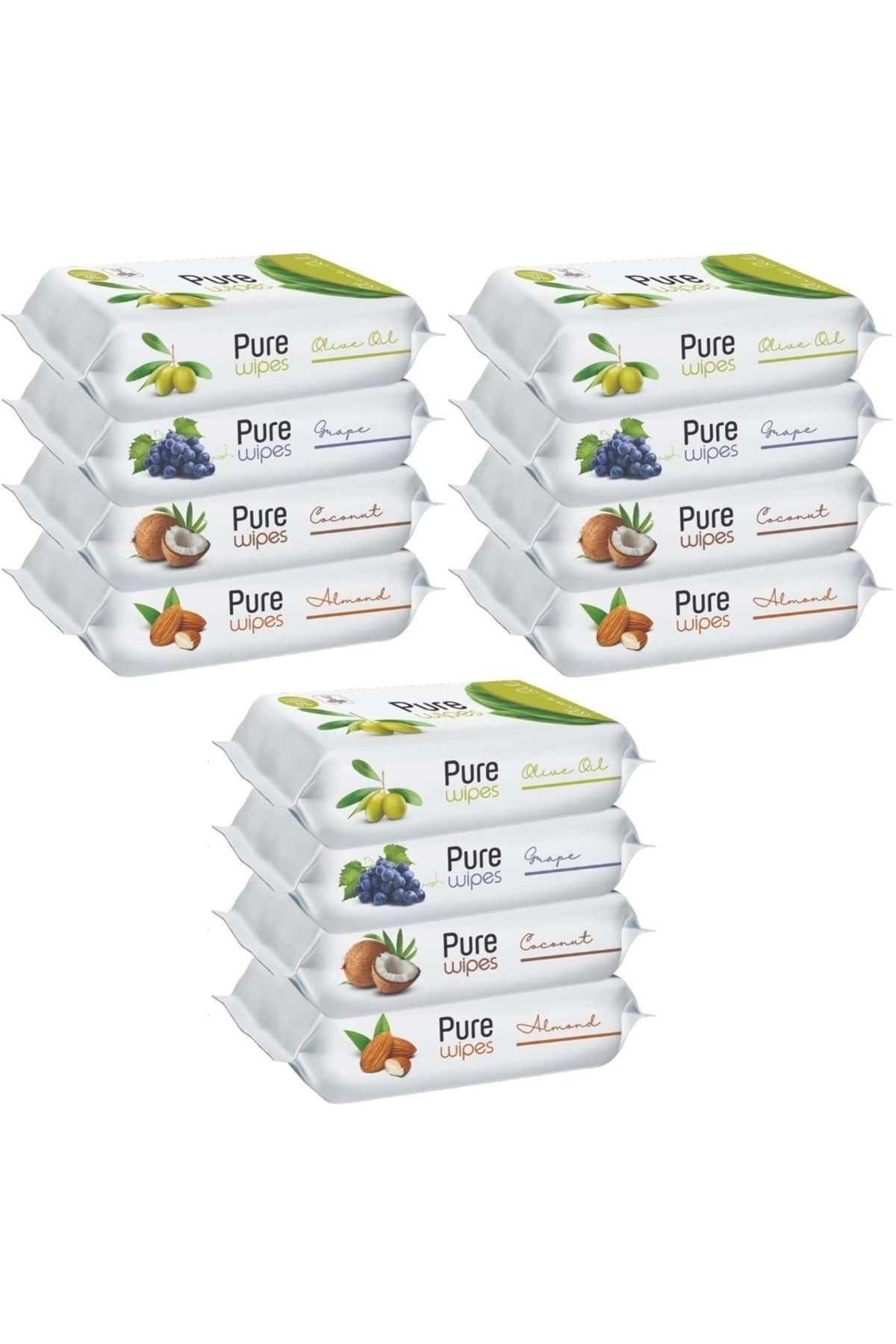 Pure Baby Wipes Islak Havlu Mendil 50 Yaprak 12 Li Set (600 YAPRAK) (MEYVELİ)