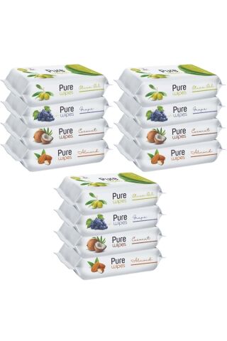 Pure Baby Wipes Islak Havlu Mendil 50 Yaprak 12 Li Set (600 YAPRAK) (MEYVELİ)