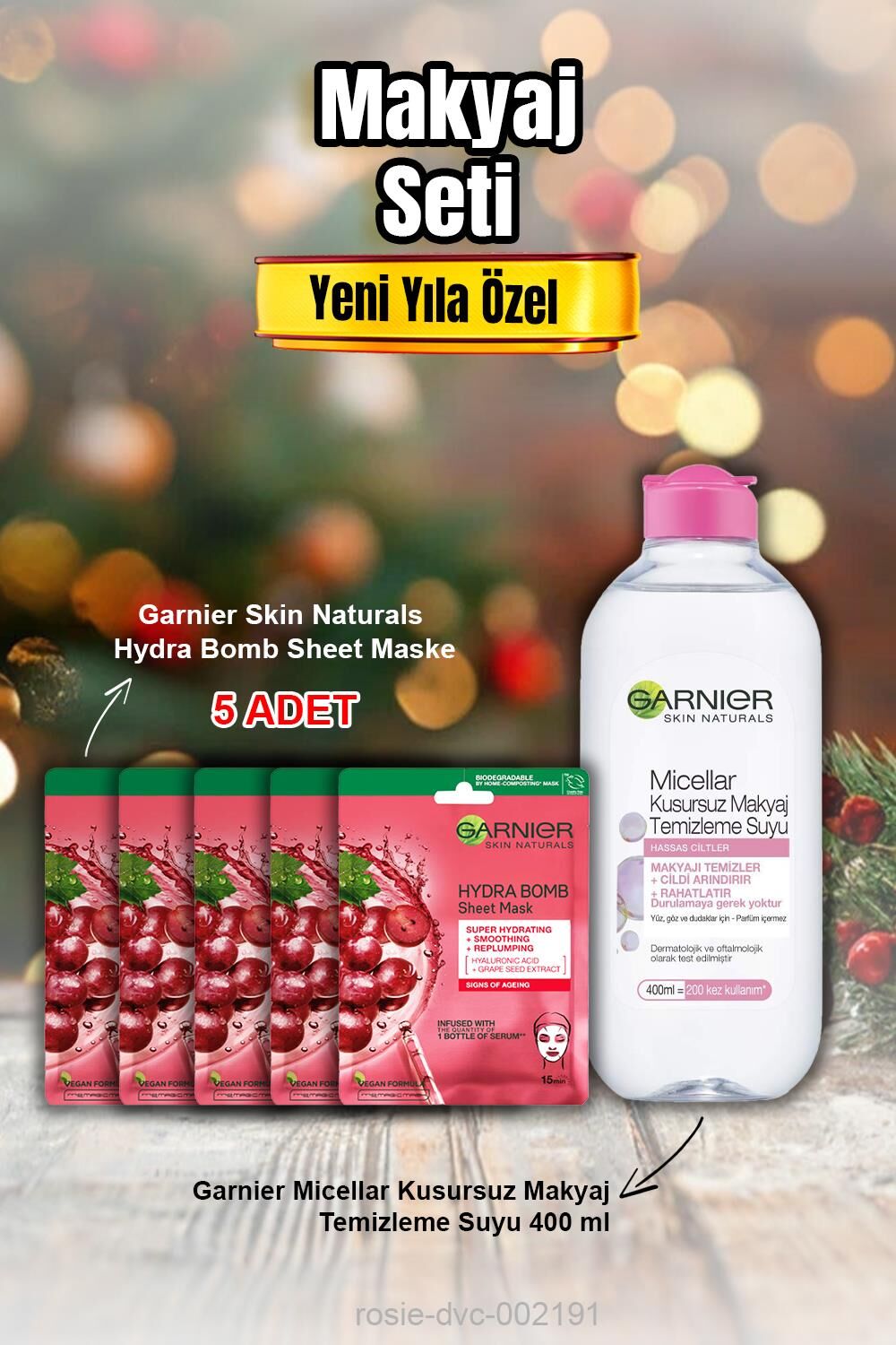 Garnier Skin Naturals Hydra Bomb Sheet Maske X 5 ve Micellar Makyaj Temizleme Suyu