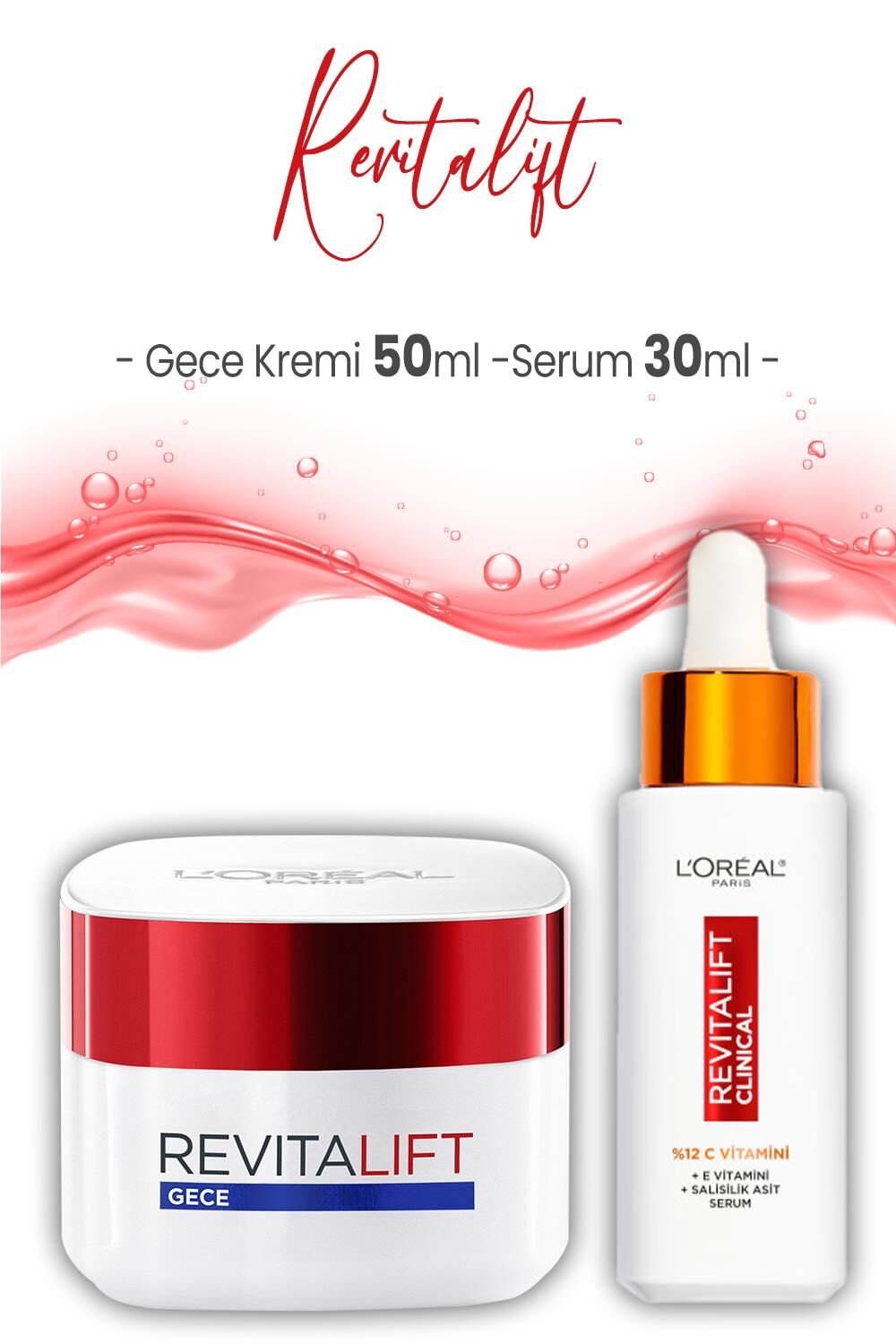 Loreal Paris Revitalift Yoğun Etki Gece Kremi 50 ml ve Clinical Serum 30 ml