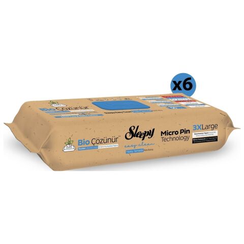 Sleepy Bio Çözünür Yüzey Temizlik Havlusu Deniz Tuzu&Yosun 6x50 (300 Yaprak)