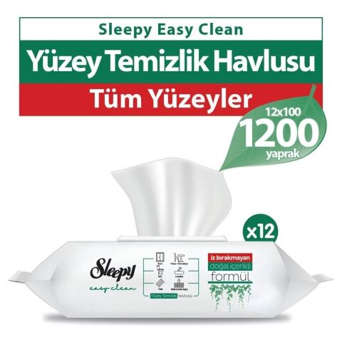 Sleepy Easy Clean Yüzey Temizlik Havlusu 12X100 (1200 Yaprak)