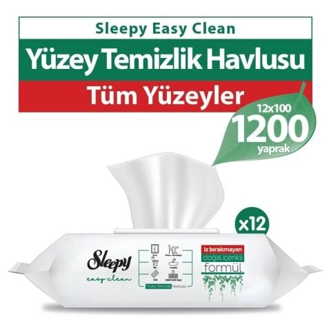 Sleepy Easy Clean Yüzey Temizlik Havlusu 12X100 (1200 Yaprak)
