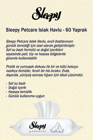 Sleepy 60'lı Petcare Islak Havlu 3 paket ve oda kokusu hediye
