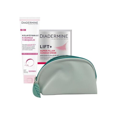 Diadermine LIFT+ Super Filler Gündüz Kremi 50 ML, Yüz Yıkama Jeli ve Diadermine Çanta Hediyeli