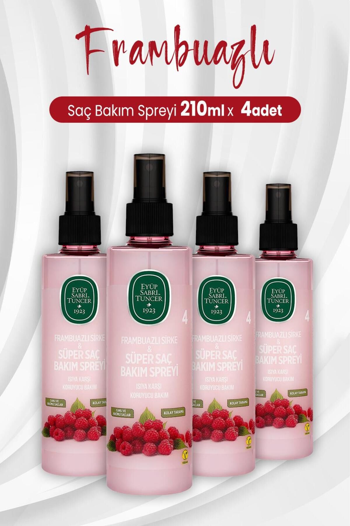 Eyüp Sabri Tuncer Frambuazlı Sirke Ve Süper Saç Bakım Spreyi 210 ml x 4 Adet