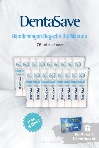 17 AL 15 ÖDE DentaSave Aşındırmayan Beyazlık Diş Macunu 75 ml ve Diş Macunu Sıkma Aparatı