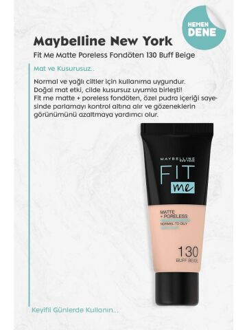 Maybelline  Fit Me Fondöten 130 Buff Beige, Lash Sensational Waterproof Maskara, Riche Nude Saten Bitişli Ruj