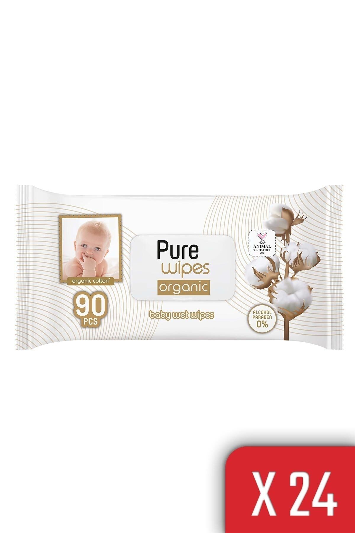 Pure Baby Pamuk Islak Havlu 90 Yaprak 24 Paket