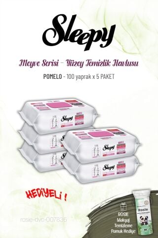 Sleepy Pomelo Yüzey Temizlik Havlusu 100 yaprak x 5 paket ve ROSIE