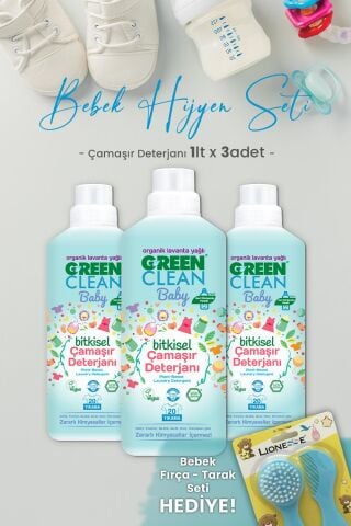 U Green Clean Baby Çamaşır Deterjanı 1 L x 3 Adet ve Hediyeli