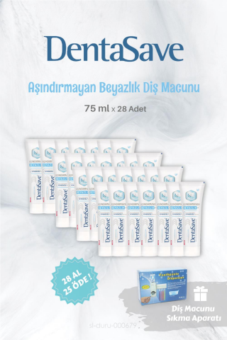 DentaSave Diş Macunu Aşındırmayan Beyazlık 75 ml 28 AL 25 ÖDE ve Diş Macunu Sıkma Aparatı