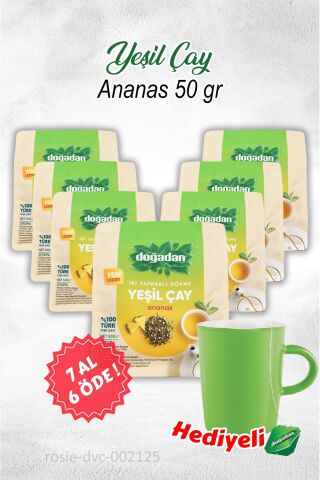 7 AL 6 ÖDE Doğadan Dökme Yeşil Çay Ananas 50 gr ve Kupa Hediyeli