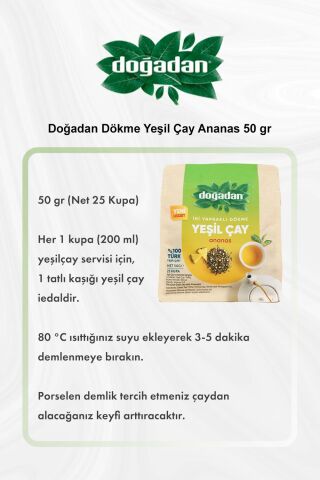 7 AL 6 ÖDE Doğadan Dökme Yeşil Çay Ananas 50 gr ve Kupa Hediyeli
