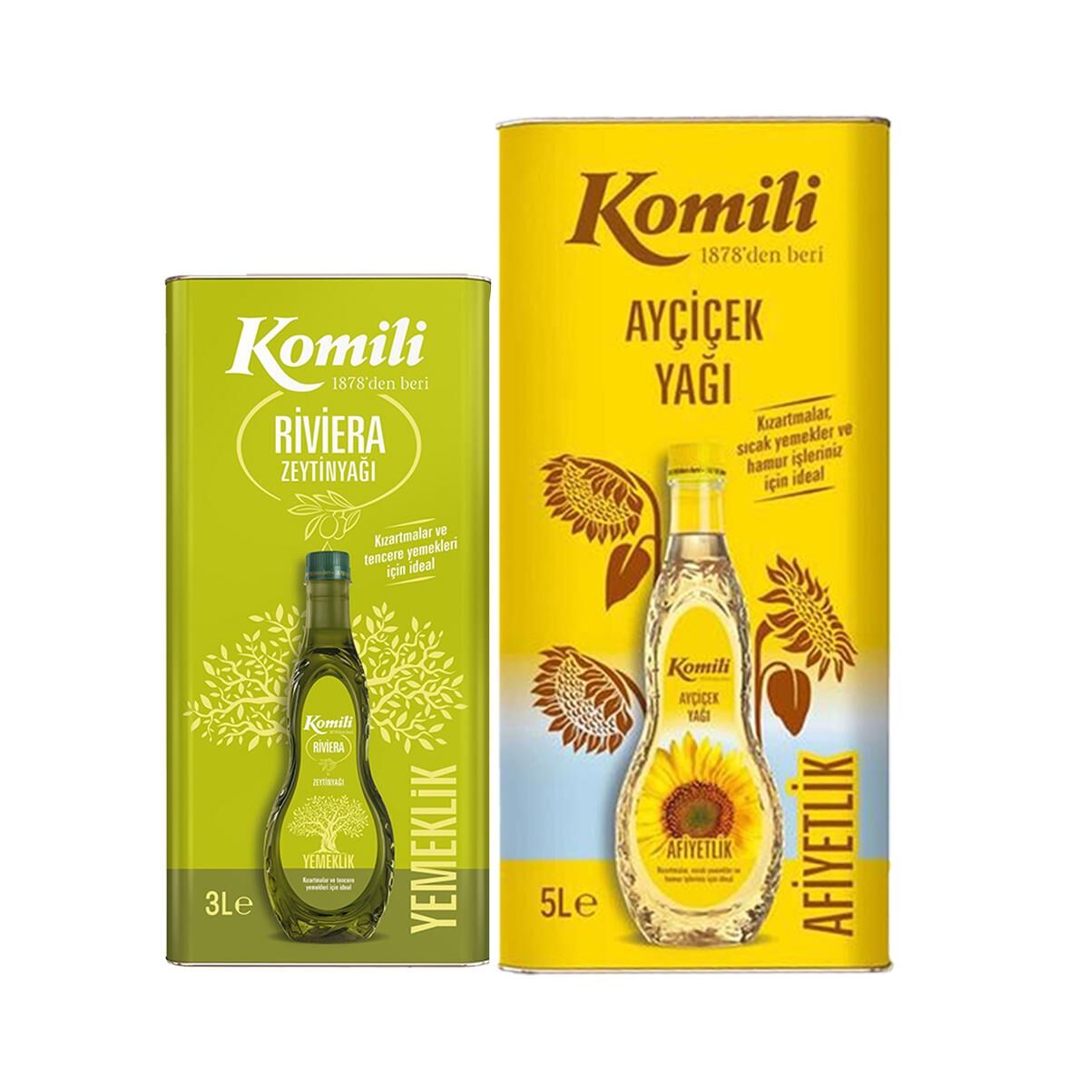 Komili Ayçiçek Yağı ve Riviera Zeytinyağı 8 Litre