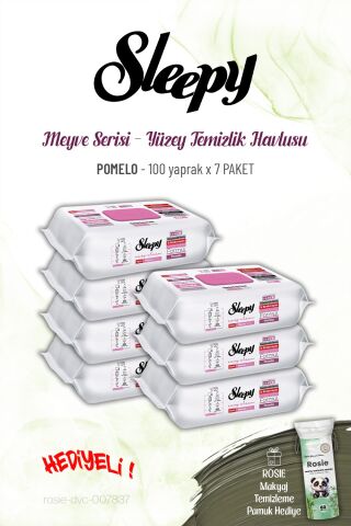 Sleepy 7 paket Pomelo Yüzey Temizlik Havlusu 100 yaprak ve ROSIE