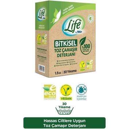 Life by Fakir %100 Bitkisel Doğal Toz Çamaşır Deterjanı 1.5 kg