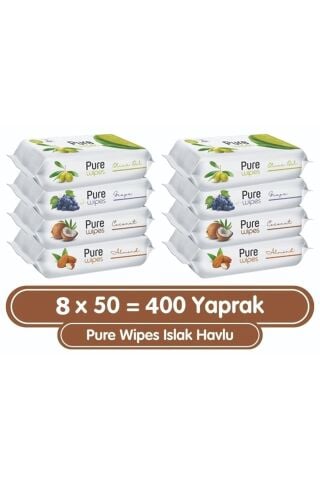 Pure Baby Wipes Meyveli Islak Havlu 8x50 (400 Yaprak)