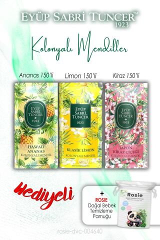 Kiraz, Ananas, Limon 150'li Kolonyalı Mendil ve ROSIE