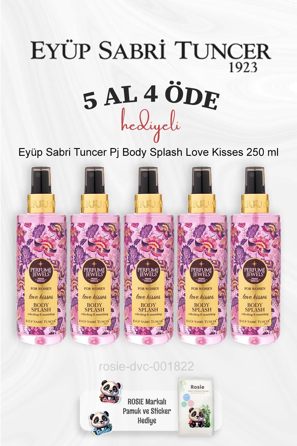 Eyüp Sabri Tuncer Pj Body Splash Love Kisses 250 ml 5 Al 4 Öde ve Rosie Pamuk