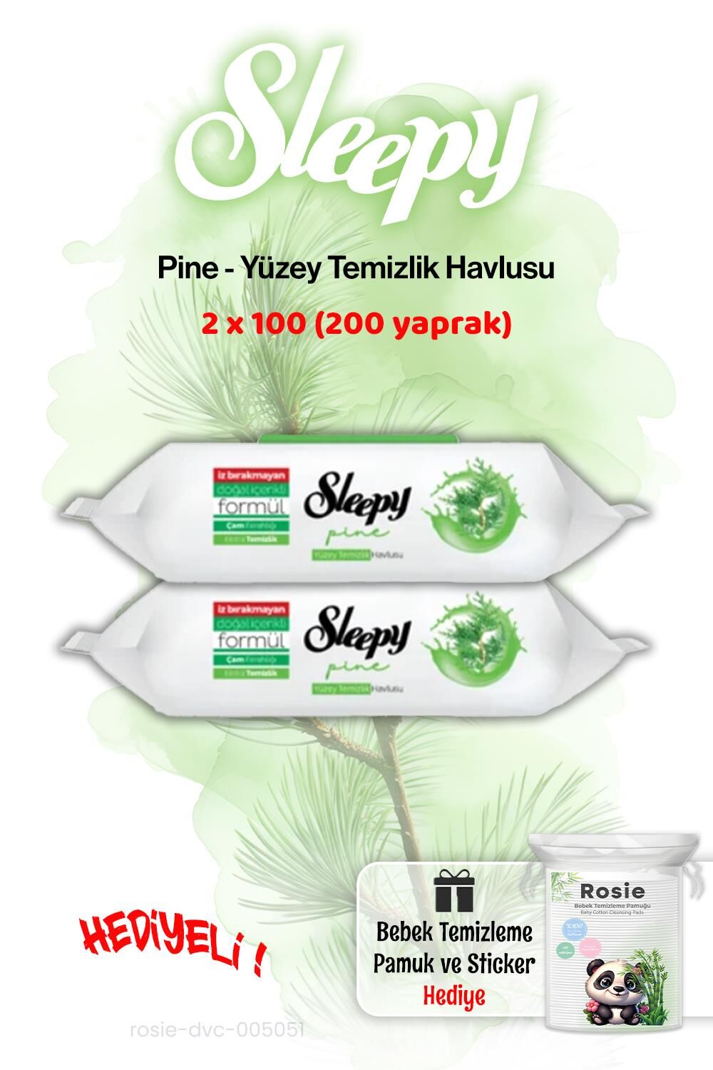 Sleepy Pine Çam Ferahlığı Islak Havlusu 2'li ve ROSIE