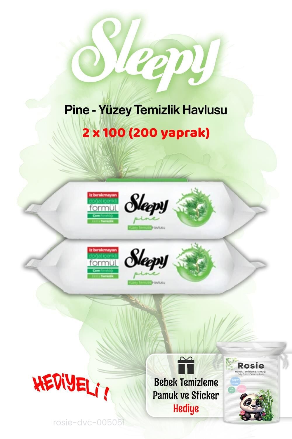 Sleepy Pine Çam Ferahlığı Islak Havlusu 2'li ve ROSIE