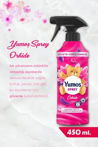 450 Ml Yıkanması Zor Eşyalar Yumoş Sprey Orkide, Sakura, Amber ve Lilyum ve ROSIE