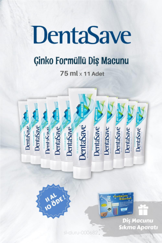 11 AL 10 ÖDE DentaSave Diş Macunu Çinko Formül 75 ml ve Diş Macunu Sıkma Aparatı