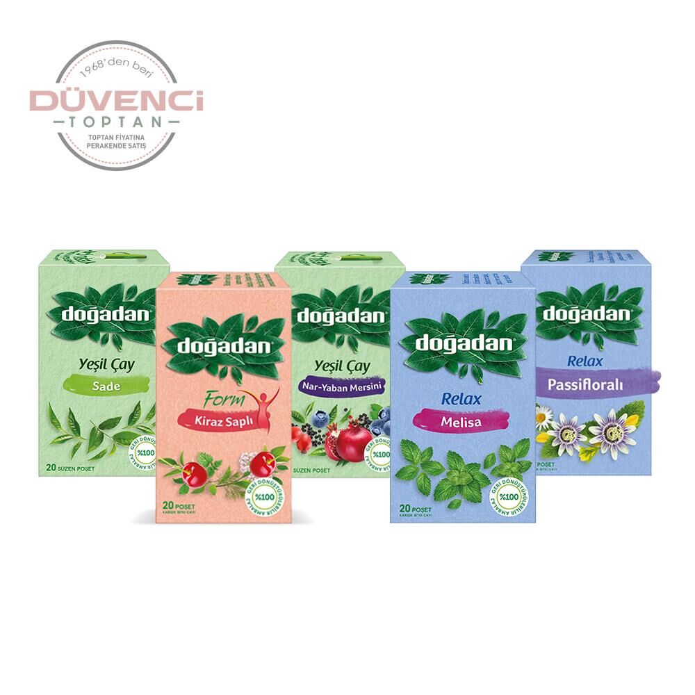 Doğadan Relax Passifloralı Bitki Çayı 20'Li (Melissa, Passiflora, Nar Yaban Mersini, Yeşil Çay) 5 Adet
