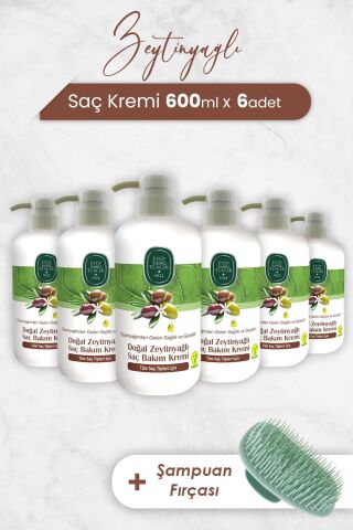 Eyüp Sabri Tuncer Zeytinyağlı Saç Kremi 600 ml x 6 Adet ve Şampuan Fırçası