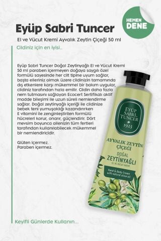 Eyüp Sabri Tuncer El ve Vücut Kremi Ayvalık Zeytin Çiçeği 50 ml