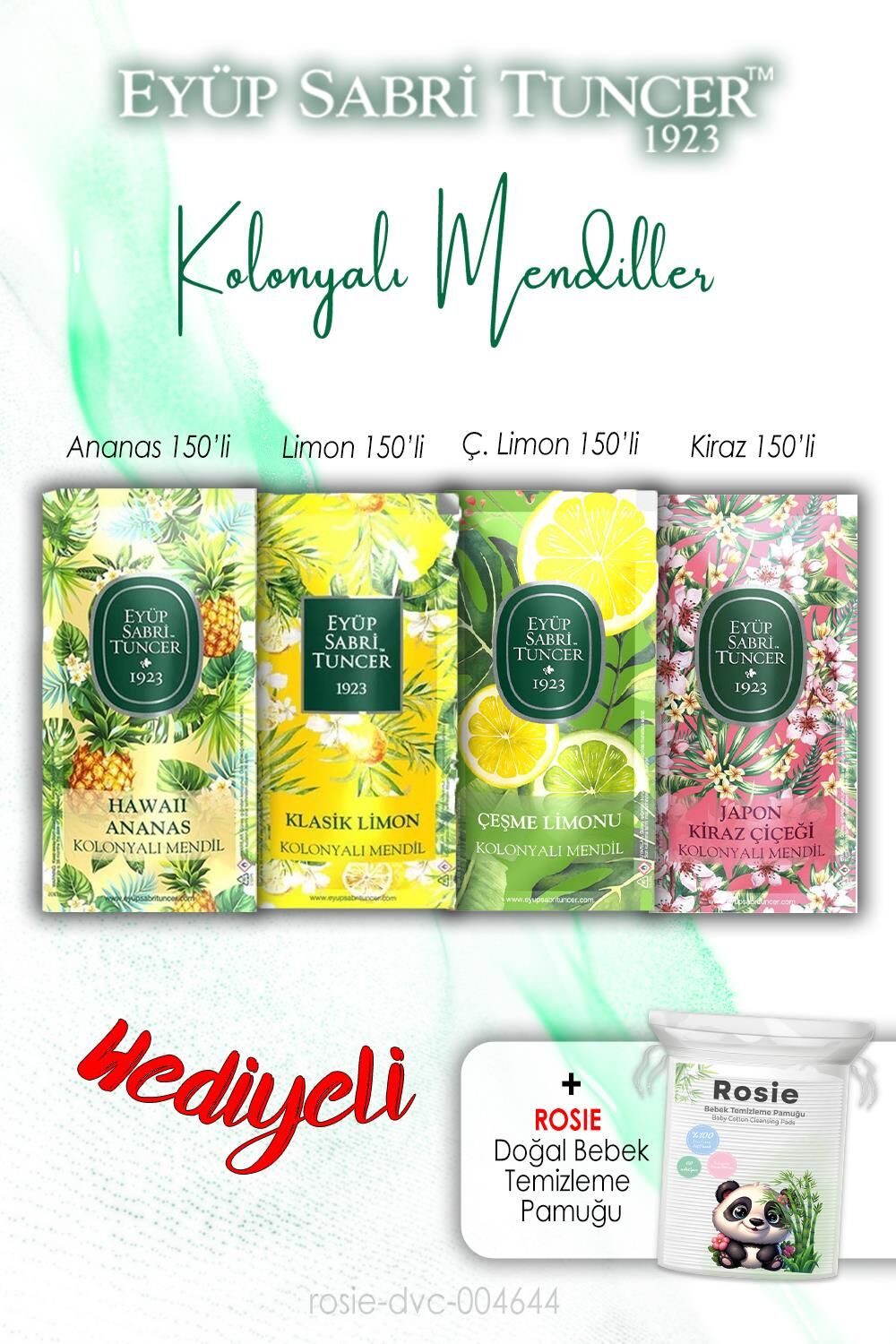 Kiraz, Ananas ve Limonlar Kolonyalı Mendil ve ROSIE