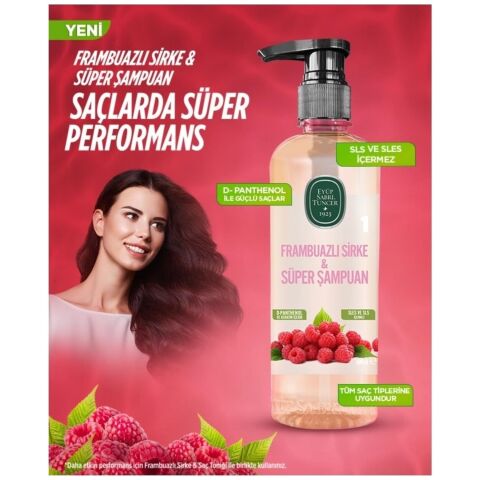 Eyüp Sabri Tuncer 3'lü Sirke Şampuan Frambuazlı 100 ml ve ROSIE Temizleme Pamuğu