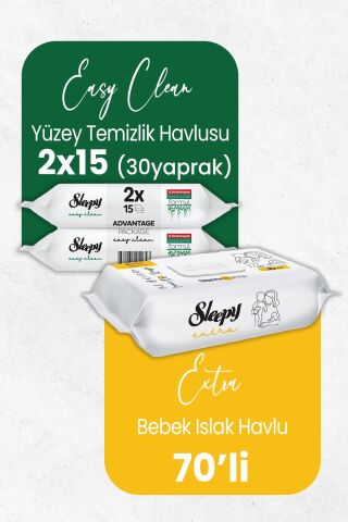 Sleepy Extra Islak Bebek Mendil 70' li ve Temizlik Havlusu 30' lu
