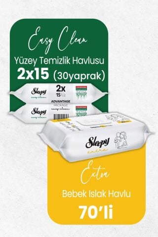 Sleepy Extra Islak Bebek Mendil 70' li ve Temizlik Havlusu 30' lu