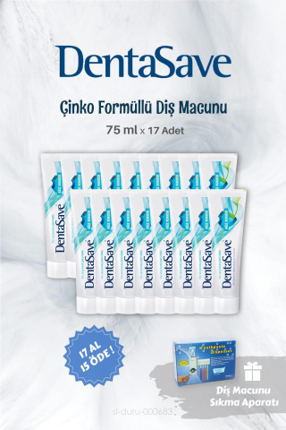 DentaSave Diş Macunu Çinko Formül 75 ml 17 AL 15 ÖDEve Diş Macunu Sıkma Aparatı