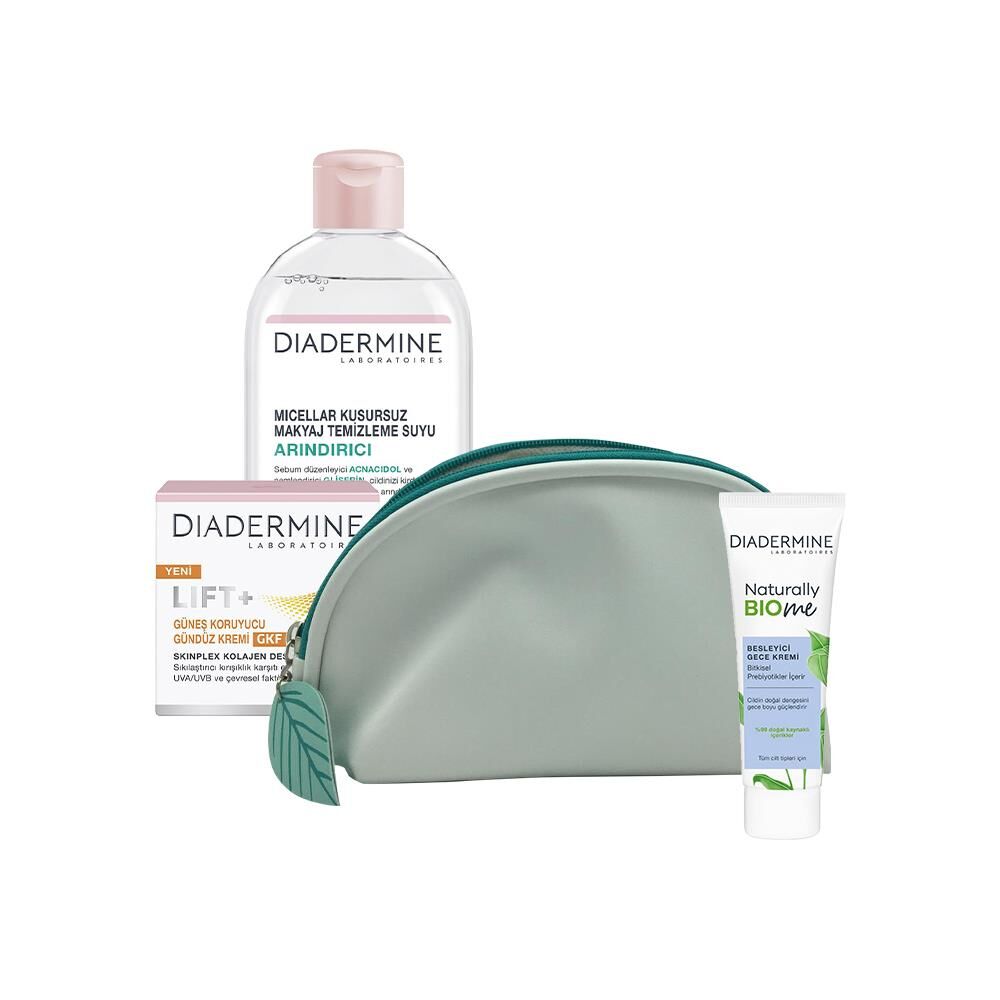 DIADERMINE Makyaj Temizleme Suyu, Gece Kremi, Gündüz Kremi ve Diadermine Çanta Hediyeli