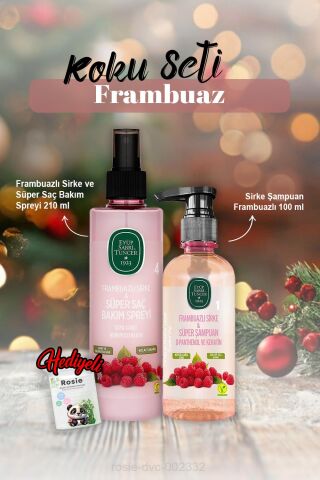 Frambuazlı Şampuan 100 ml, Bakım Spreyi 210 ml ve Rosie Hediye