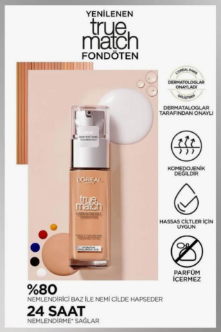 Loreal Paris True Match Fondöten 3.D/3.W, Maskara Curl Bounce Very Black, Super Stay Vinyl Ink Ruj 130