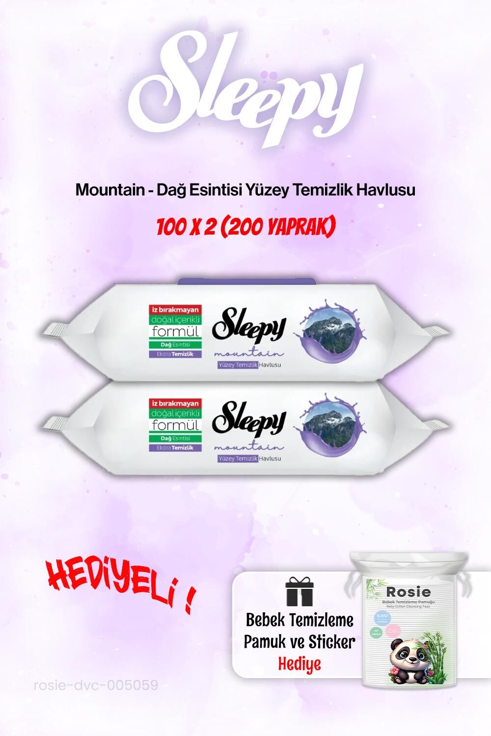 Sleepy Mountain Dağ Esintisi Islak Havlusu 2'li ve ROSIE