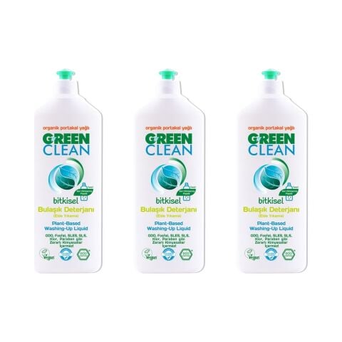 Green Clean Bitkisel Bulaşık Deterjanı 730 ml Organik Portakal Yağlı x3 Adet