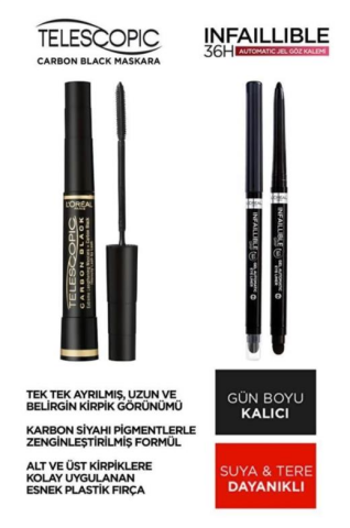 Loreal Paris Infaillible Fondöten 125,Telescopic Carbon Maskara,Vinyl Ink Likit Ruj 15