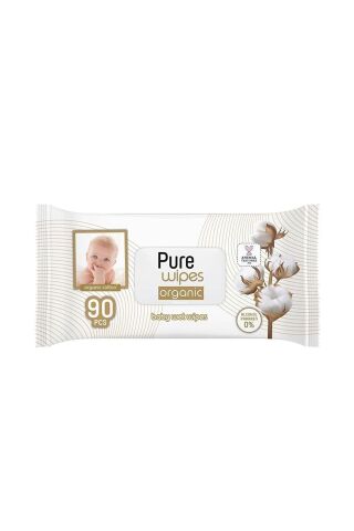 Pure Baby Pure Wipes Organik Pamuklu Islak Havlu 90'lı