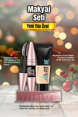 Maybelline Fit Me Fondöten 104 ,Maskara Full Fan Effect, Vinyl Ink Likit Ruj 110