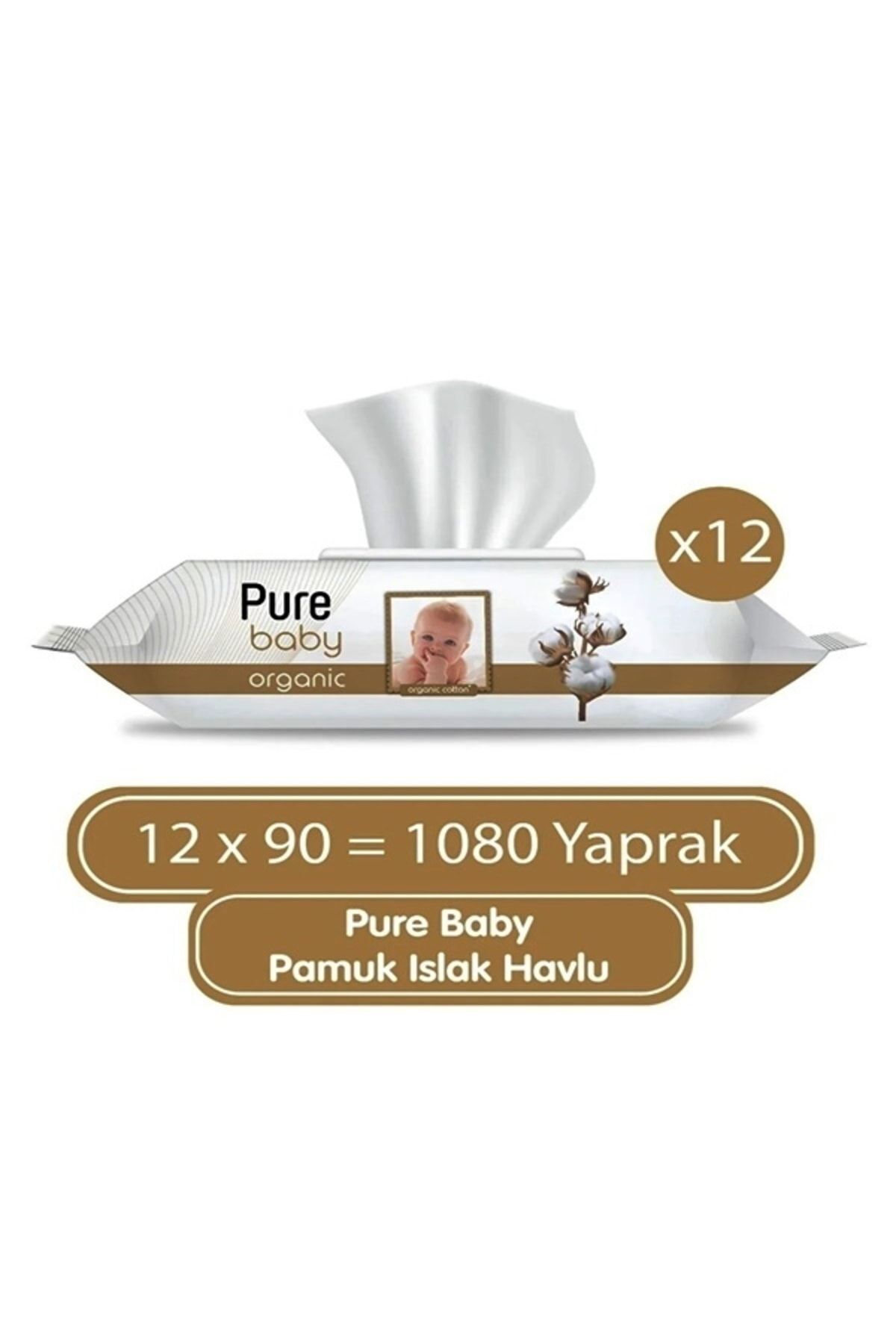 Pure Baby Organik Pamuklu Islak Havlu 12×90 (1080 Yaprak)