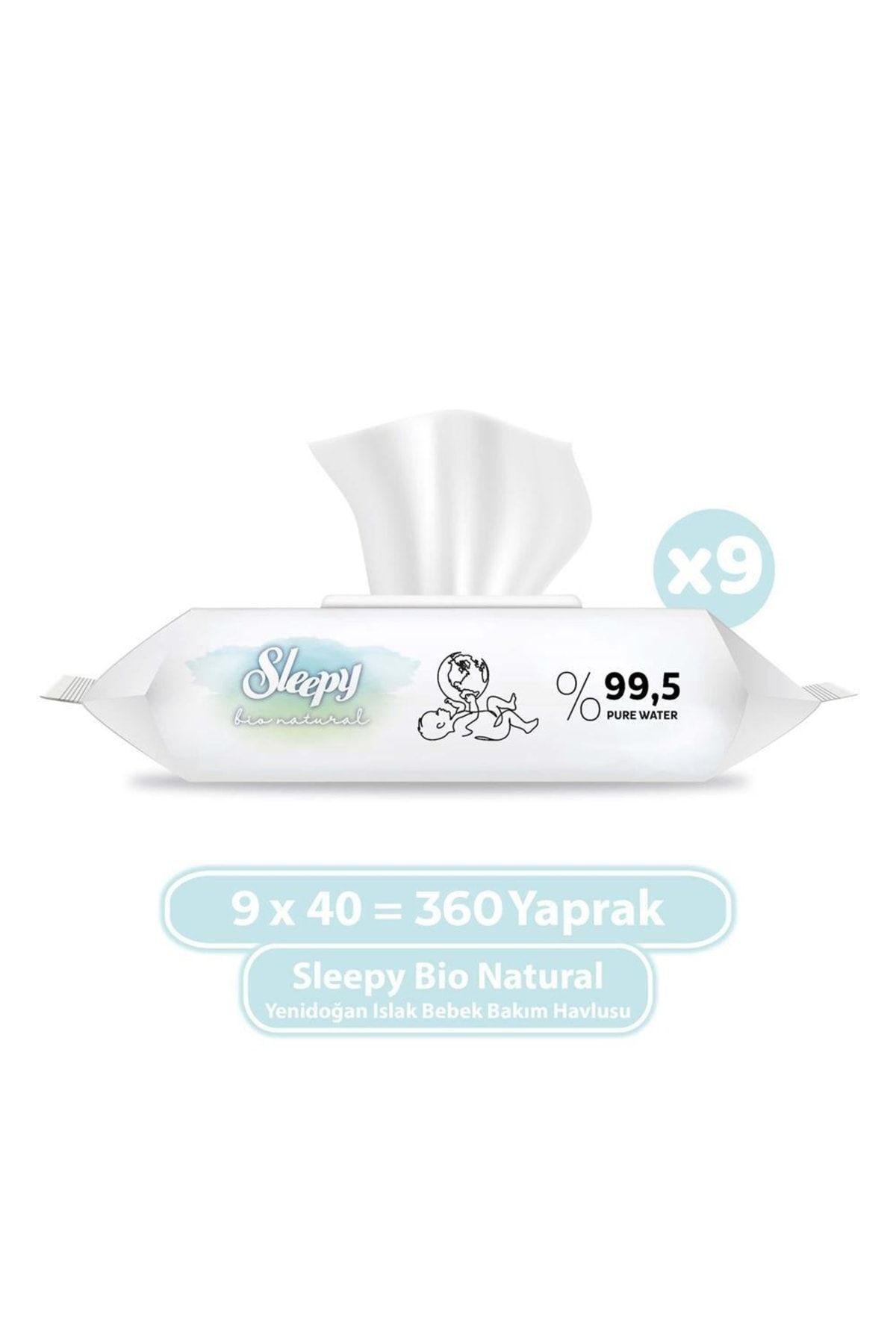 Sleepy Islak Mendil Bio Natural 9x40 (360 Yaprak)