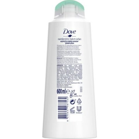 Dove Kepeğe Karşı Etkili Nemlendirici Saç Bakım Şampuanı Aloe Vera ve Elma Sirkesi 600 ml