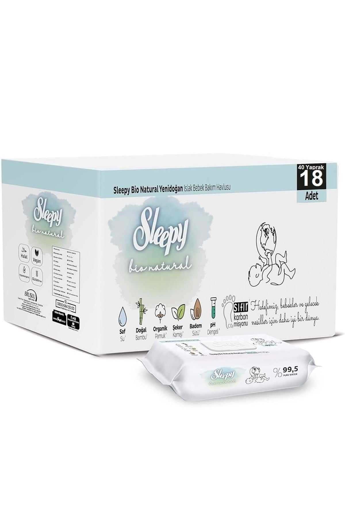 Sleepy Islak Havlu Bio Natural 40'lı (18 Li Set) 720 Yaprak